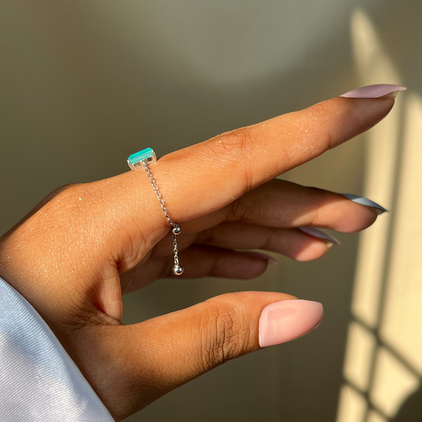 Tourmaline Self-Love Chain Ring (925 silver)