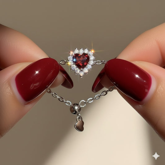 Empress of Hearts Chain Ring – Red