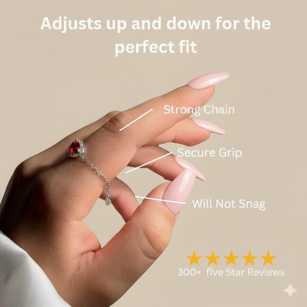 Empress of Hearts Chain Ring – Red