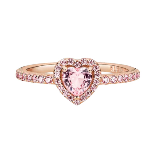SPARKLING ROSE GOLD HEART RING (925 silver)