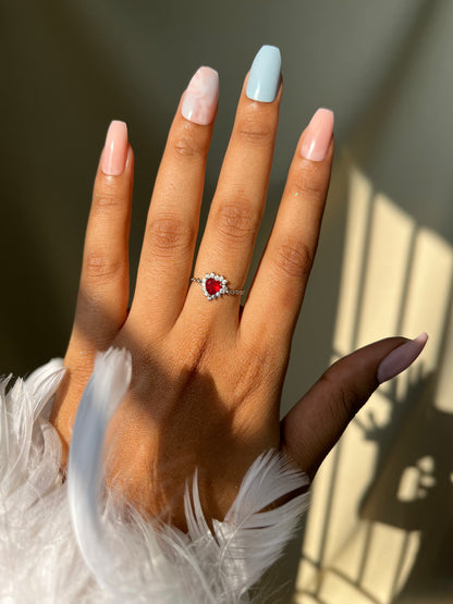 Empress of Hearts Chain Ring – Red