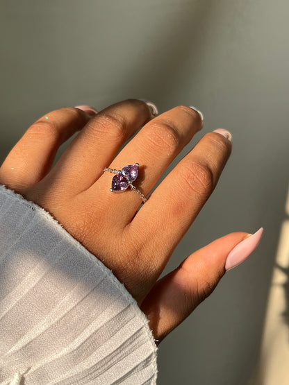 You & Me Heart Chain Ring - Dusty Purple