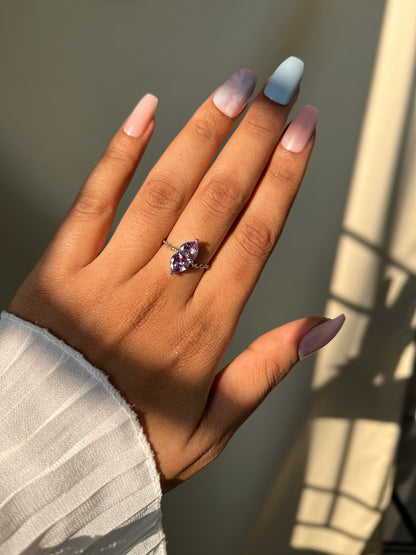 You & Me Heart Chain Ring - Dusty Purple