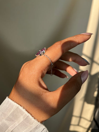You & Me Heart Chain Ring - Dusty Purple