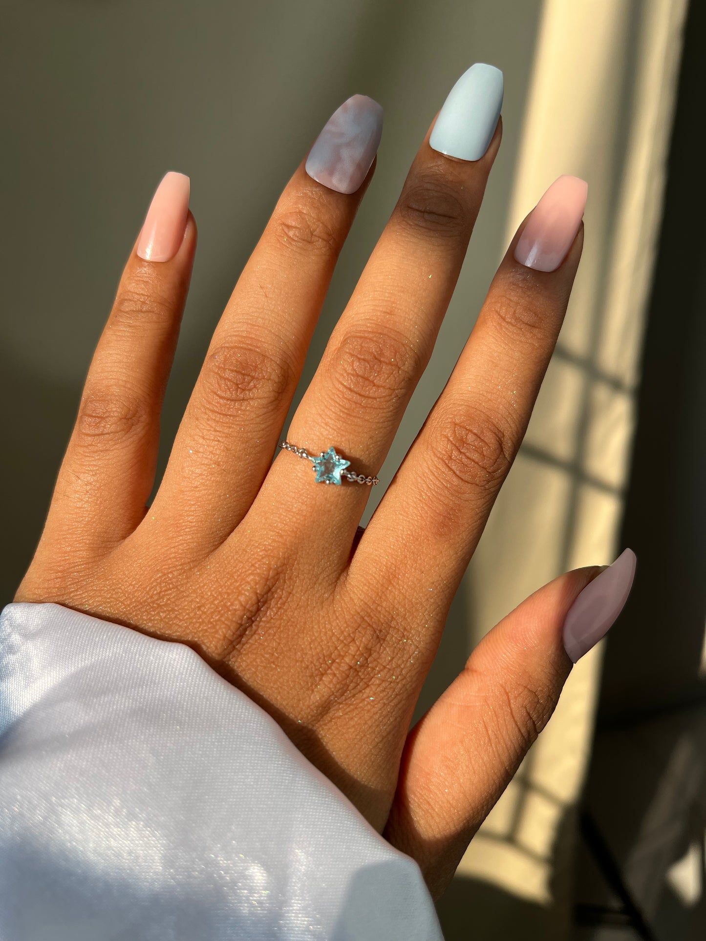 Star Chain Rings - Sky Blue