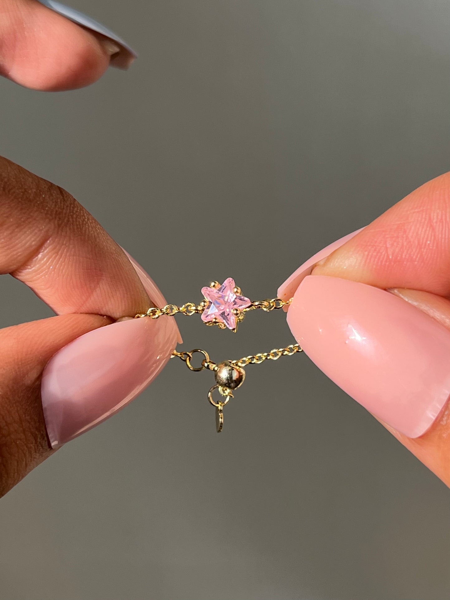 Star Chain Rings - Rose Pink