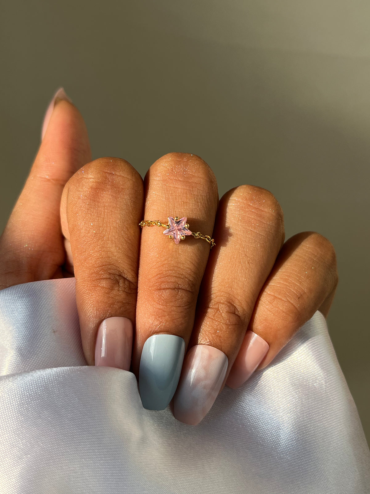 Star Chain Rings - Rose Pink