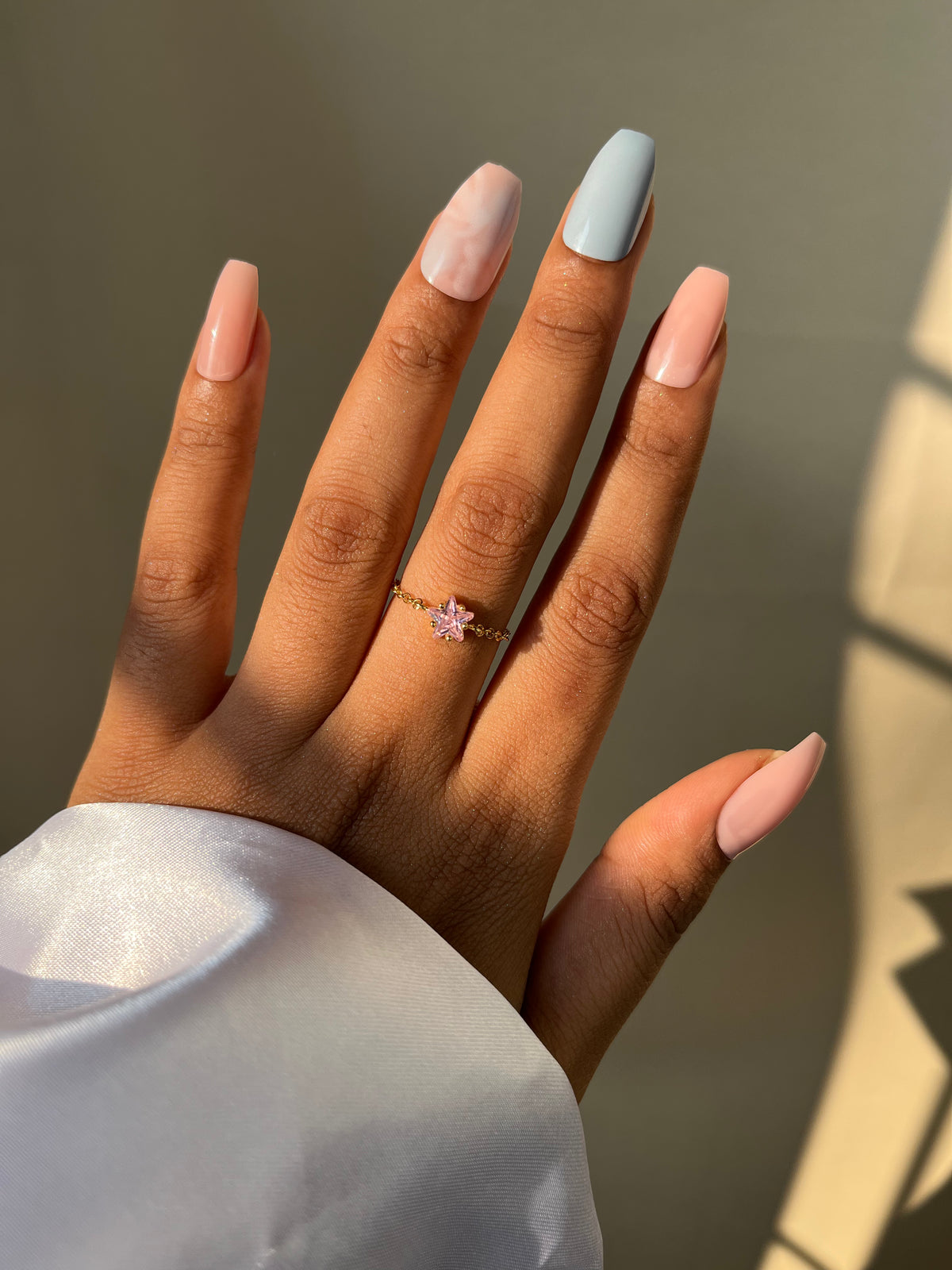 Star Chain Rings - Rose Pink