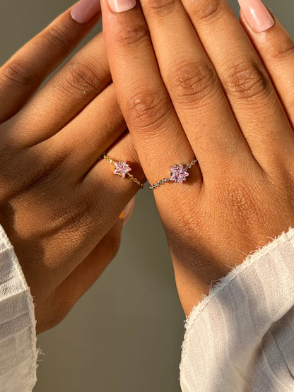 Star Chain Rings - Rose Pink