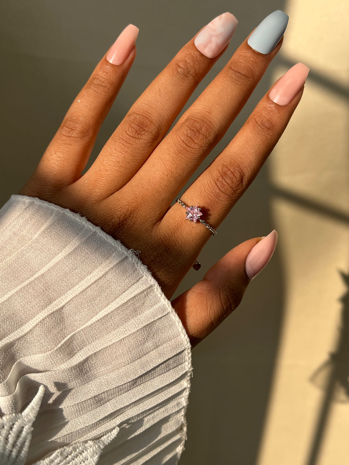 Star Chain Rings - Rose Pink