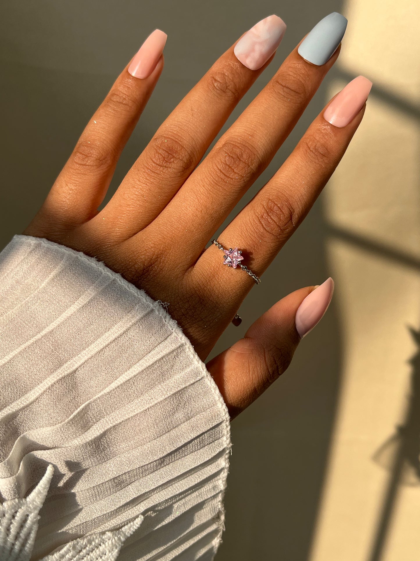 Star Chain Rings - Rose Pink