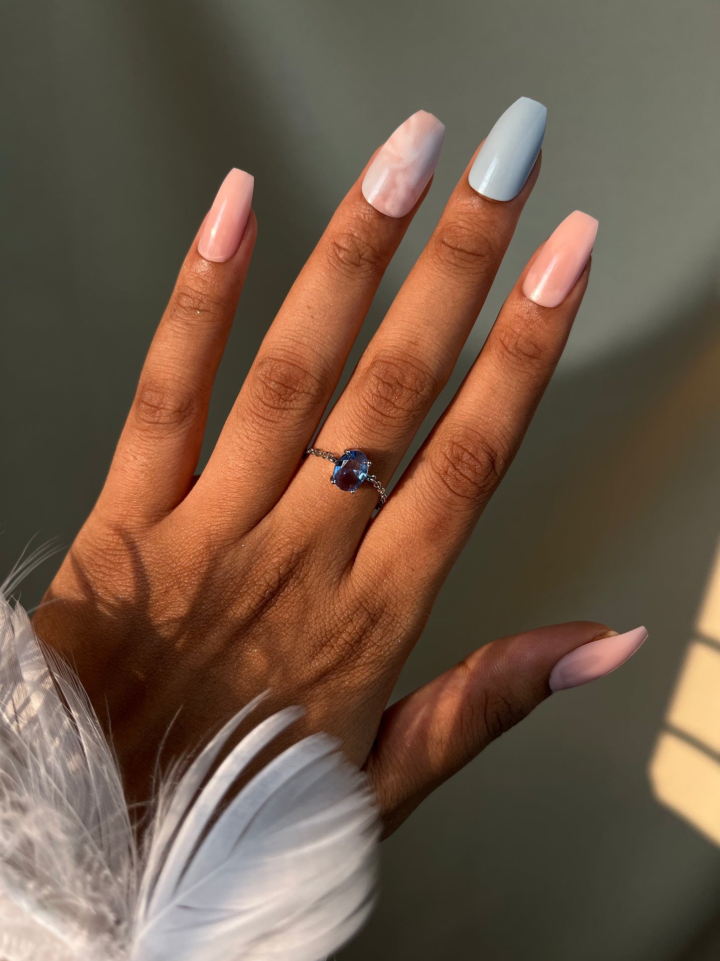 Swiss Blue Topaz Chain Ring