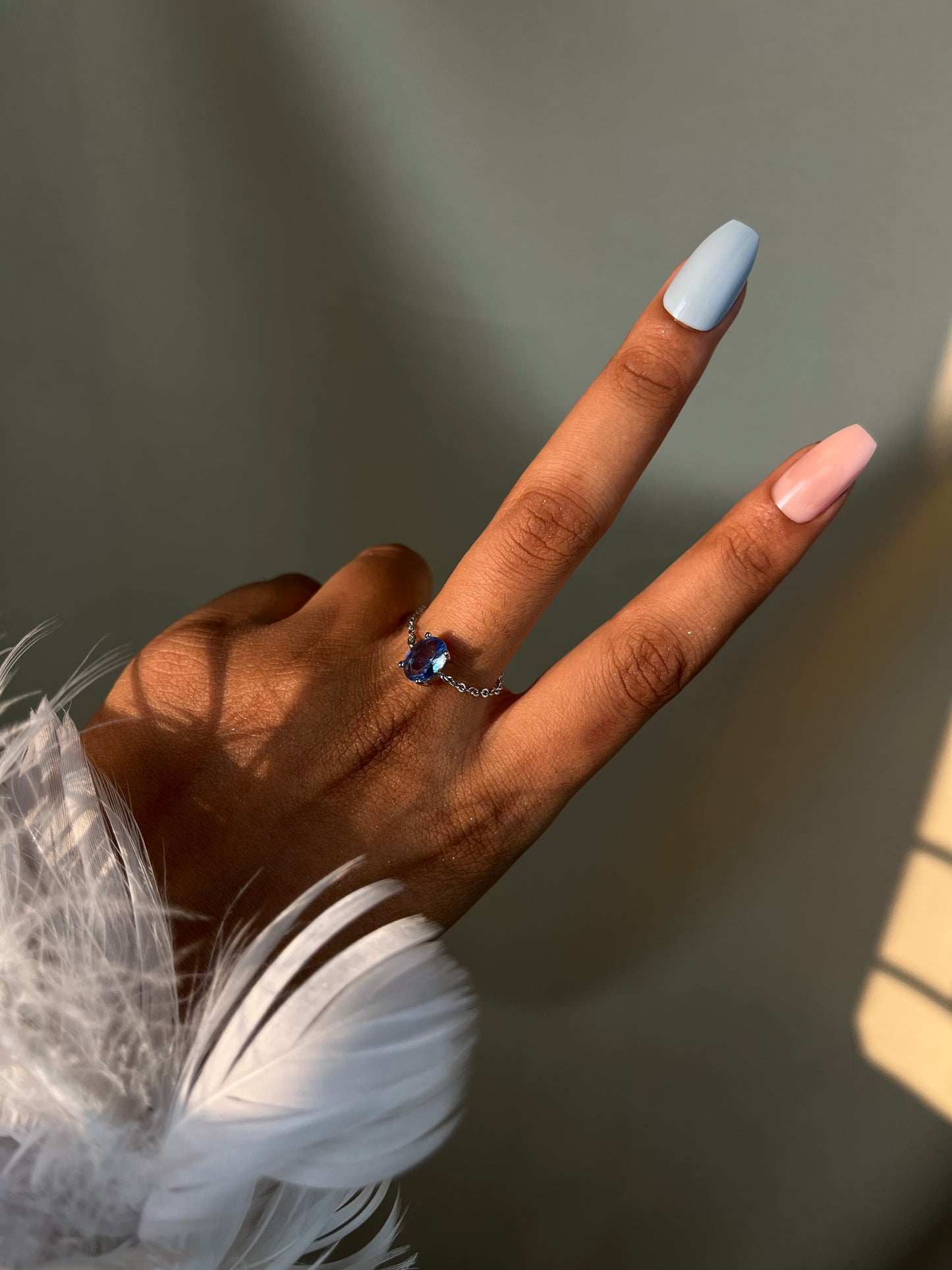 Swiss Blue Topaz Chain Ring