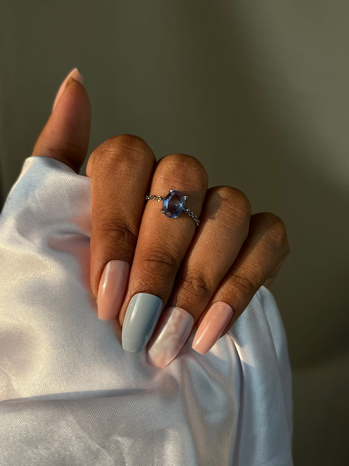 Swiss Blue Topaz Chain Ring