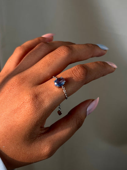 Swiss Blue Topaz Chain Ring