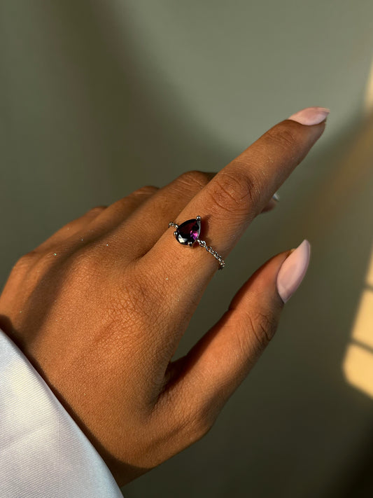 Tanzanite Drop Chain Ring